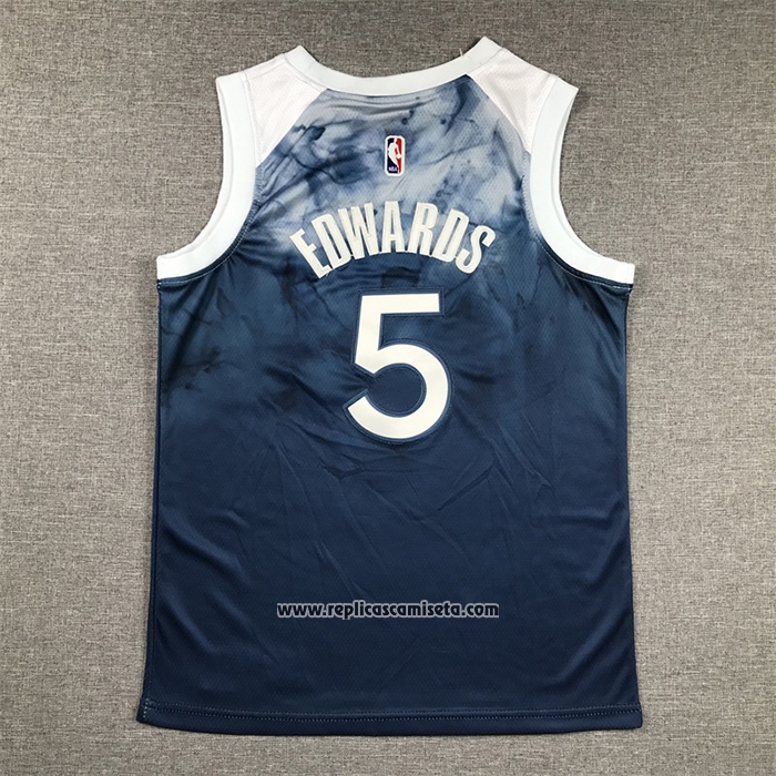 Camiseta Nino Minnesota Timberwolves Anthony Edwards #5 Ciudad 2023-24 Azul